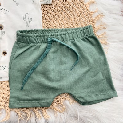 Conj. Camisa Cactos e Bermuda em Moletinho - Off White e Verde